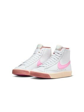 Nike High-Top Sneakers White with Pink Swoosh and Pink Outsole